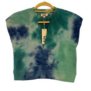 525 America Teal and Blue Tie-Dye Crop Top Size S , NWT